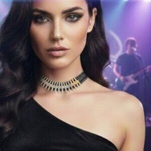 Black Gothic Dark Cords With Adjustable Silver Pieces Necklace With 2" Extender